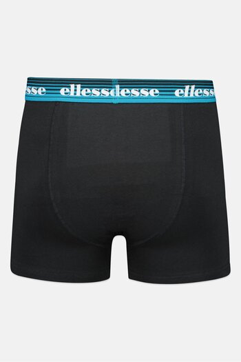 Ellesse Men 3 Pack Brand Logo Trunks, Grey/Black/Teal