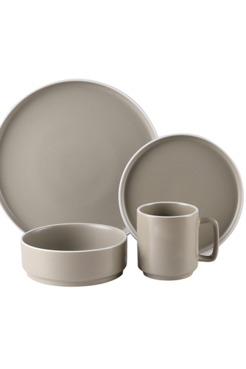 Bien Servi 16-Piece Contemporary Design Stoneware Dinner Set