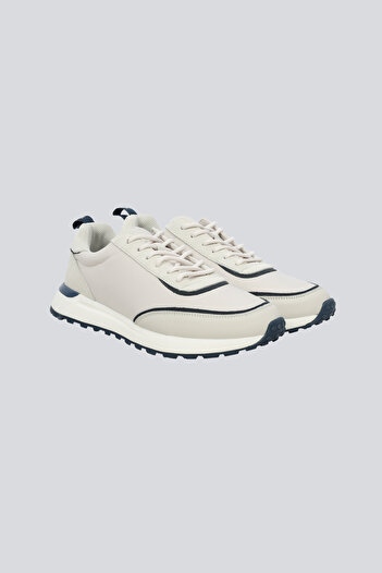 PAUL&SHARK Men's Lace-up Walking Logo Detailed Beige Sneaker24418000-010
