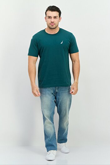 Nautica Men Crew Neck Short Sleeves Embroidered Logo T-Shirt, Moss Green