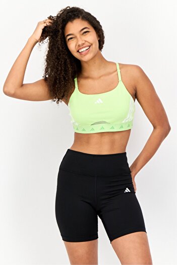adidas Women Brand Logo Non-Padded Hyperglam Light Support Sports Bra, Lime Green