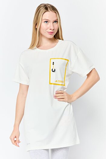 adidas Women Sportswear Fit Short Sleeve Outdoor Top, Off White