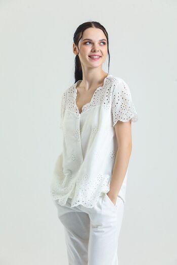 Magic Form Cotton Embroidery Lace Women's Pajama Set