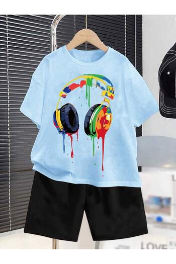 PENTHİLUS Simple Designer Summer Short Sleeve Blouse and Shorts Set for Toddler Boy, 2-Piece Set