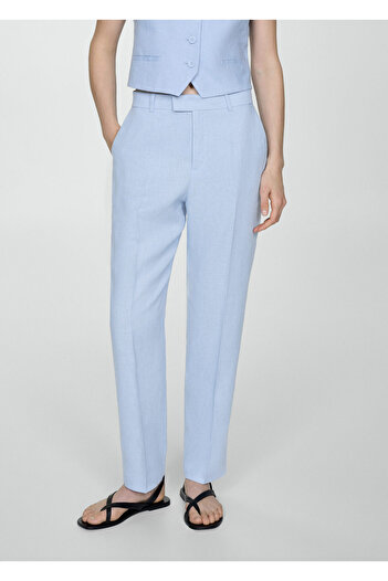MANGO Woman Sky Blue Women's Trousers 67797111