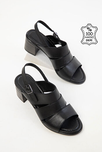 SOHO Black Genuine Leather Women's Classic Heeled Shoes 20520
