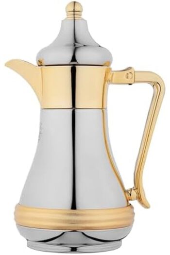 ALSAIF Tea Vaccum Flask Steel In Chrome/gold / Leak-proof And Keeps Drinks Hot 1 Liter