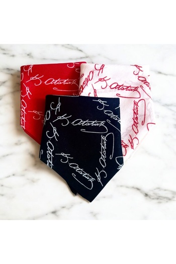 ALS Tasarım Dünyası Triple Color (Red, White, Black) Ataturk Signature Bandana 100% Cotton Unisex