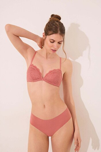 Women'secret Brazilian wide panty in microfibre and pink lace