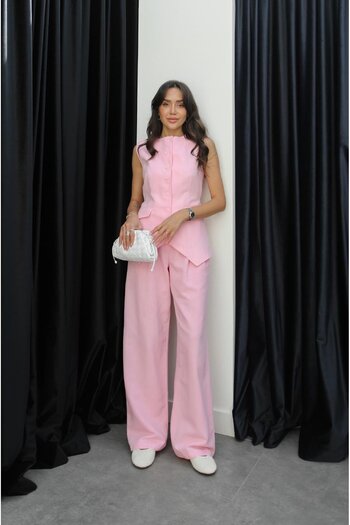 Havoş Pink Viola Pleated Linen Trousers