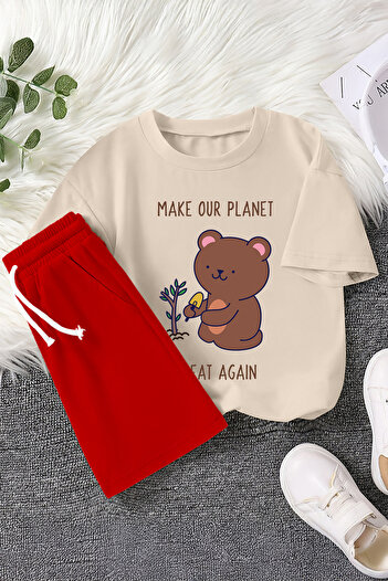 MYADA New Season Eco Bear Printed 2-Piece Children's Set 22790