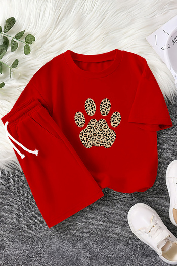 MYADA New Season Leopard Patterned Paw Printed 2-Piece Children's Set 23456