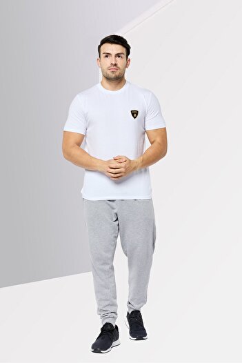 Lamborghini Men Sportswear Fit Short Sleeve Outdoor T-Shirt, White