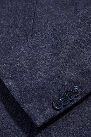 W Collection MAVİ DÜĞMELİ YÜN CEKET