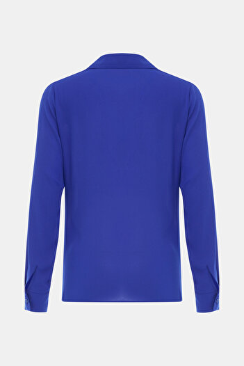 W Collection SAKS KRUVAZE YAKA UZUN KOLLU BLUZ