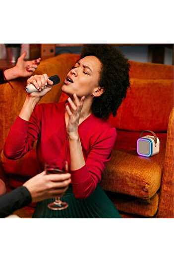 yumax Bluetooth Karaoke Hoparlör Seti Mikrofonlu, RGB LED Işıklı, Yüksek Ses, TaşınabilirMüzik Bombası