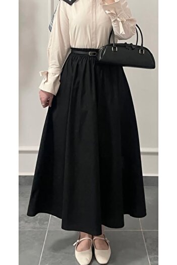 nizzell Fusta din popelin cu buzunare pentru femei, piesa de vara asortata cu hijab