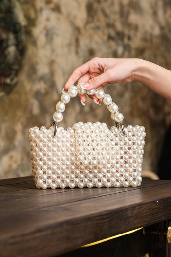 ROZA CANTA Women's Pearl-Beading Evening Dress Wedding Bag