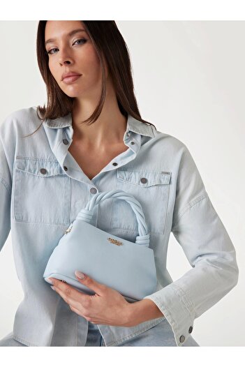 Guess Sansa Top Handle Crossbody Women's Blue Handbag Hwng8476110-Pwb