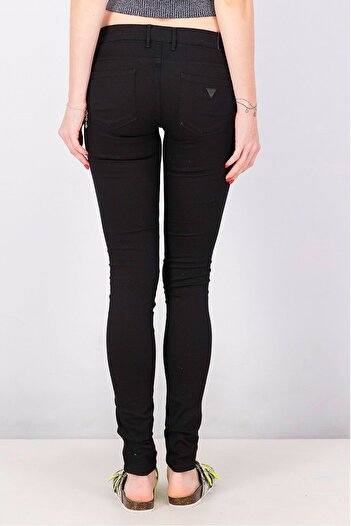 Guess Women Skinny Fit Solid Stretchable Jegging, Black