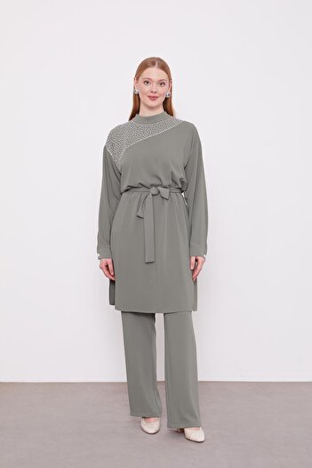 Levidor Khaki Stone Collar Double Suit