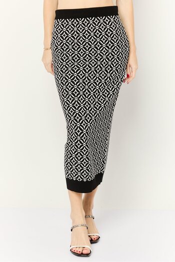 Michael Kors Women Brand Logo Midi Pencil Skirt, Black