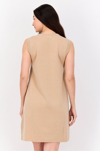 Esprit Women Knitted Sweater Dress, Tan