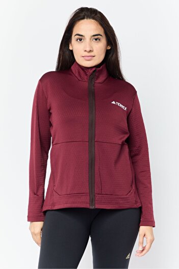 adidas Women Sportswear Fit Long Sleeves Running Sweatshirt, Maroon