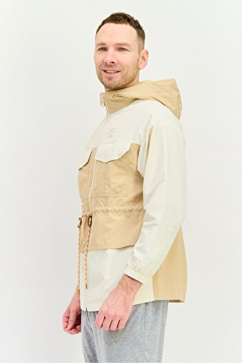 adidas Men Spotswear Fit Long Sleeve Hooded Outdoor Jacket, Beige