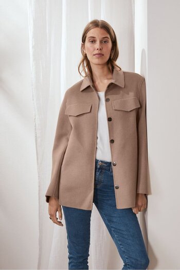 Tchibo Women Wool Jacket With Cashmere Coat, Light Brown