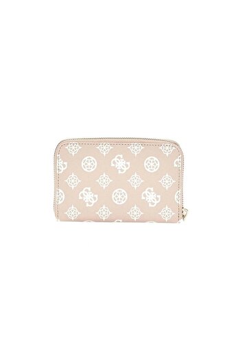 Guess Laurel Slg Medium Zip Around Women's Beige Wallet Swpg8500140-Sdl