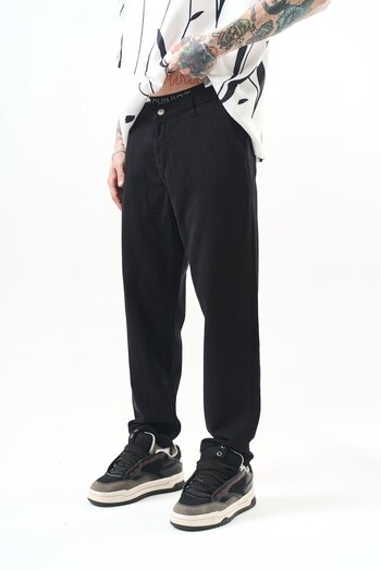Respire Men's Piece Dye Boyfriend Pants Black