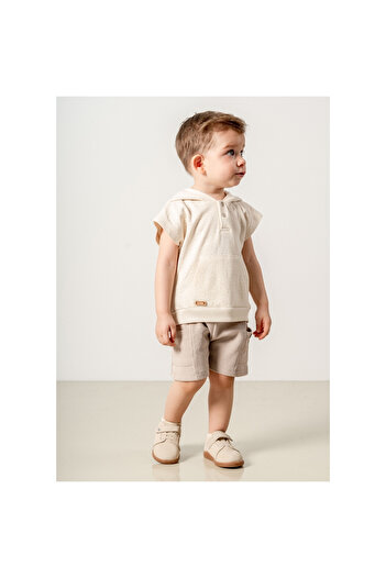 Momercy Baby Boy Summer Suit with Pocketed Buttoned Shorts