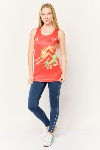 adidas Women Sportswear Fit Sleeveless Khelo India Football Jersey, Red