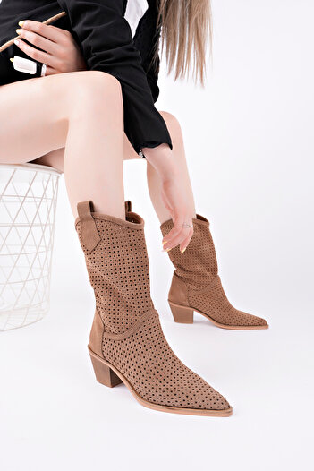 pasyone Tan Women's Genuine Leather Stylish Daily Boots