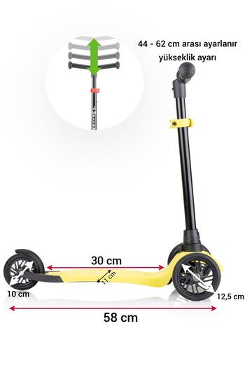 Wellgro Turbo 3 Tekerli Yükseklik Ayarlı Scooter, Sarı