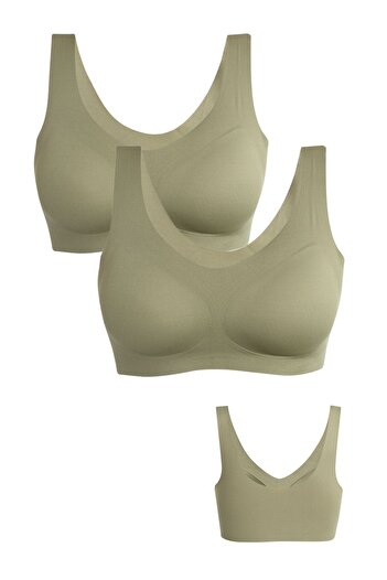 White Velvet Seamless Laser Cut Removable Padded Soft Green 2-Piece Bralette