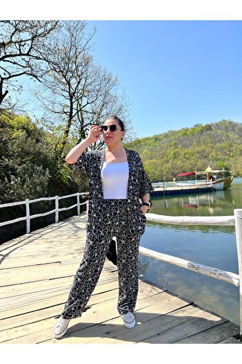 MJORA Large Size Kimono & Pants Knitted Set