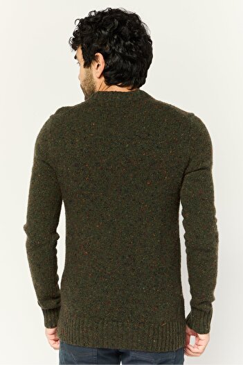Michael Kors Men Crew Neck Textured Long Sleeve Sweater, Dark Olive