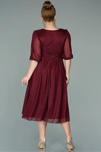 Efelif Capri Sleeve Glitter Midi Plus Size Evening Dress Abk38848