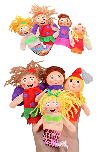 Hyd 4-Piece Wooden Finger Puppet Bebéq Game Fairy Tale Story and Intelligence Scene Toy