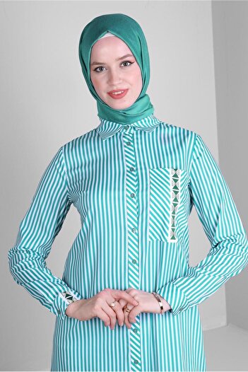 Alvina STRIPED POCKET DETAILED SHIRT TUNIC 43674