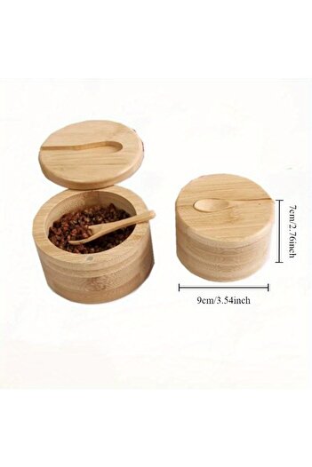 Choice Salt Seasoning Jars Pepper Jar Bamboo Condiment Box Bowl Storage Pot Set Wood Sugar Container Hol...