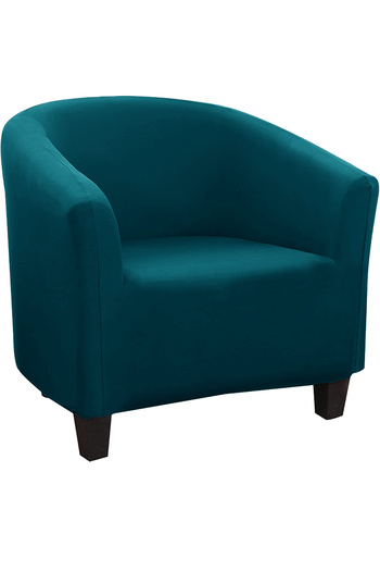 Choice Dark Cyan Stretch Club Chair Slipcover Spandex Barrel Chair Covers Printed Tub Living Room Armchair