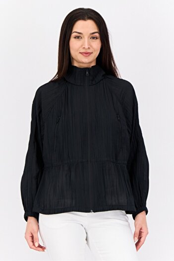 Esprit Women Pleated Raincoat Jacket, Black