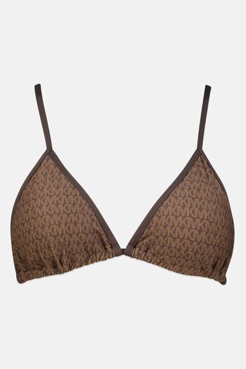 Michael Kors Women Padded Brand Logo Bikini Top, Brown