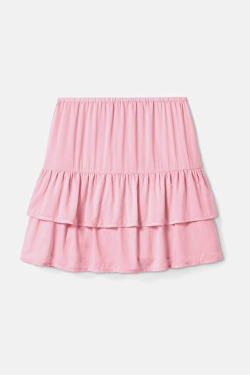 Tchibo Kids Girl Ruffle Pull-On Mini Skirt, Pink