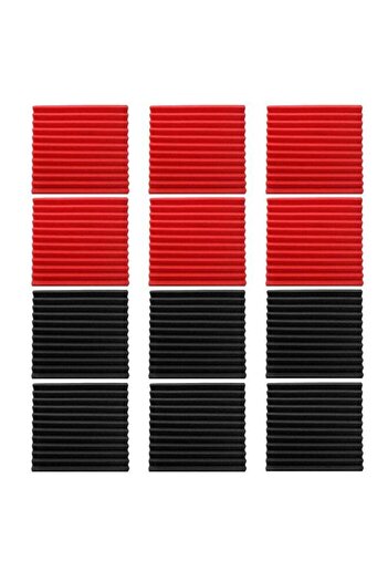 Generic 12-piece Recording Studio Soundproof Wedge Foam Red/black 30*30*2.5