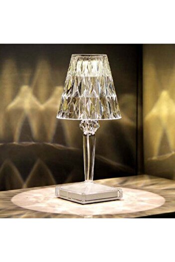 COOYA Acrylic Table Lamp, Diamond Cut, Seven Colour Light Effect, Remote Control, 14x14x28cm, For Bedroom
