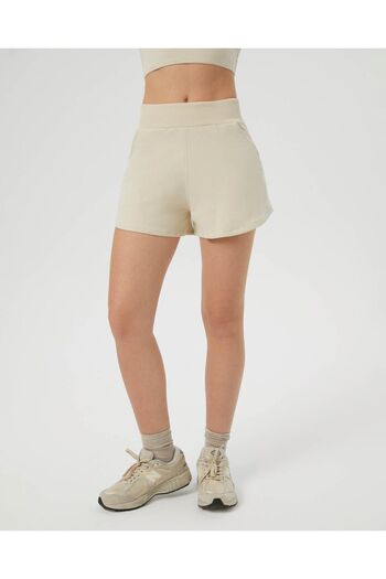 Ayma Active Cream Elastic Waist Adjustable Sweatshirt Shorts
